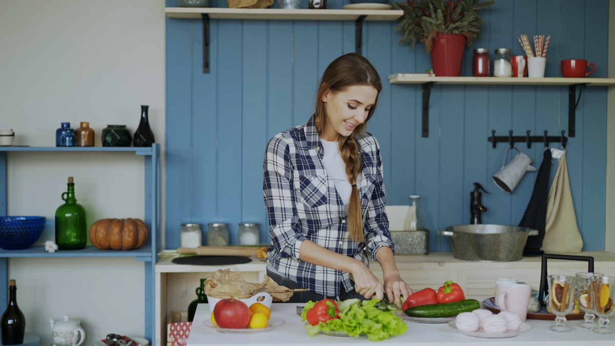 Balanced nutrition concept with fresh fruits and vegetables